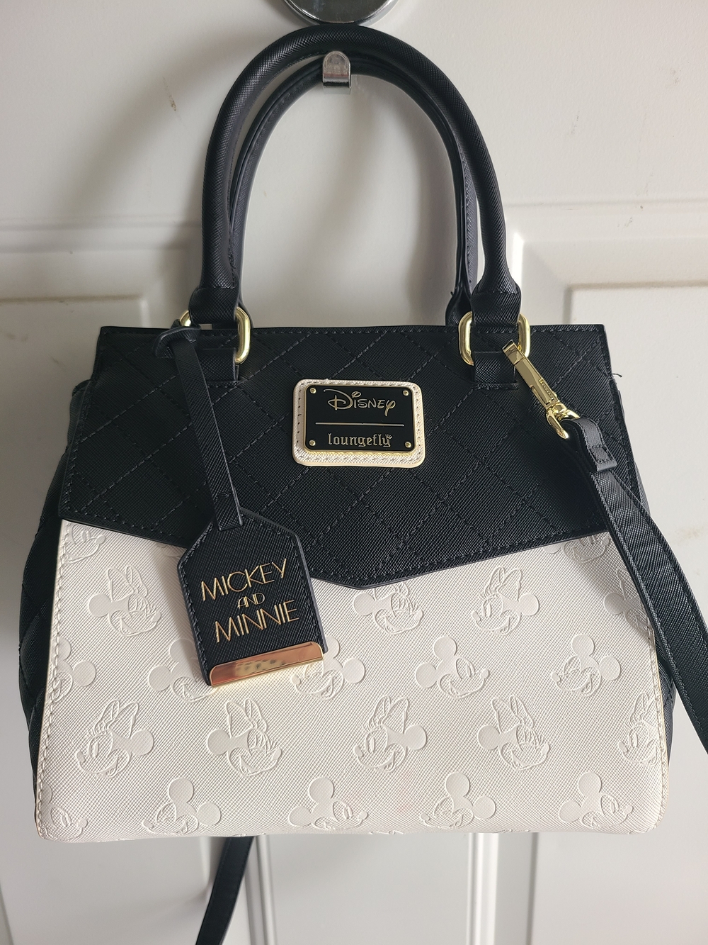 Loungefly Mickey & Minnie Black and Cream Satchel